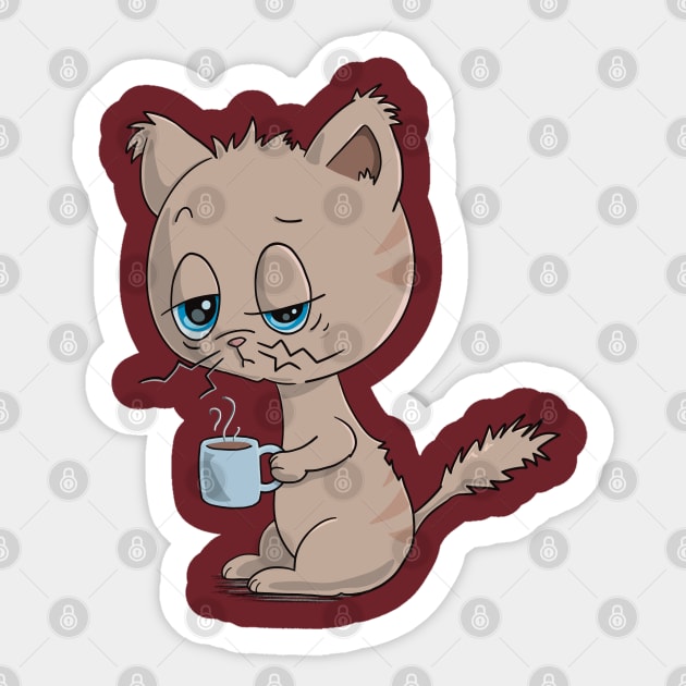 Cat Drinking Coffee - Coffee Drinking Cat Sticker by Character Alley